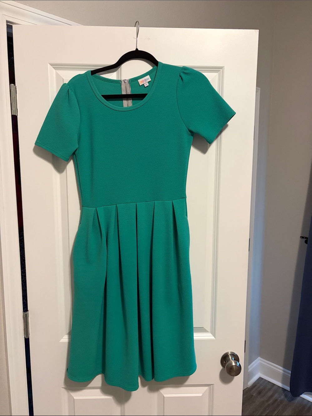 LuLaRoe Teal Green Pleated Fit-and-Flare Dress